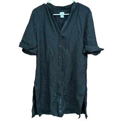 Vestido túnica negro Chico's para mujer con botones en la parte delantera manga enrollable talla 1 (8-10) Foto 1 de 4