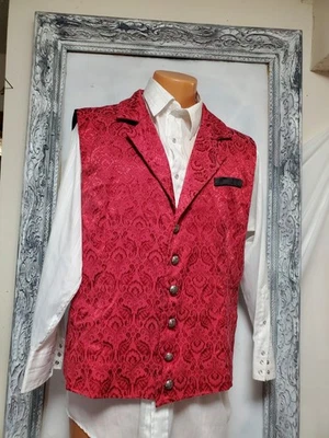 Chaqueta Chaleco 2XL De Colección Brocado Damasco Jacquard con Borde Satinado Cuello Ajustable  Foto 1 de 4