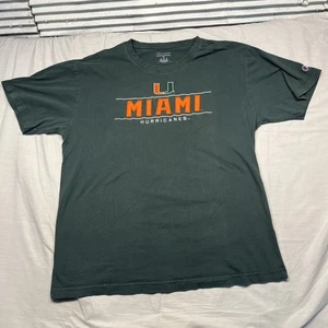 Miami Hurricanes Shirt Mens Large Green NCAA Football Champion Tee T-Shirt Miami - Picture 1 of 1