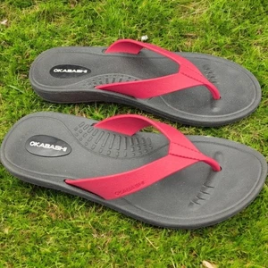 Okabashi Black Pink Thong Sandals Flip Flops Small - Picture 1 of 6