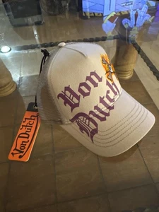 Von Dutch Hat Cap Snap Back Gray Purple Trucker Mesh Patch Embroidered Mens - Picture 1 of 12