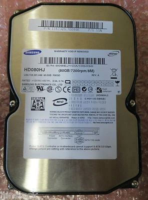 Samsung HD080HJ 80GB,Internal,7200RPM,3.5" Hard Drive Serial ATA 1162JQSL7000946 - Image 1 of 2