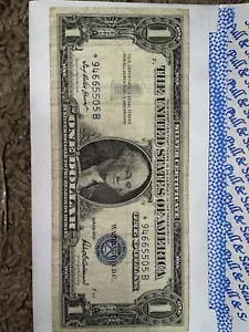 1957 STAR NOTE One Dollar Blue Seal Note Silver Certificate Old US Bill $1 Money - Picture 1 of 2