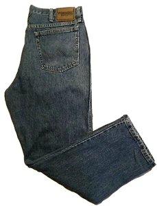 Wrangler Rugged Wear Mens Straight Cut Regular Fit Denim Blue Jeans 34 x 28 A240 - Picture 1 of 4