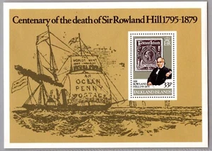 FALKLAND ISLANDS 1979 ILLUSTRATED SOUVENIR SHEET COMM SIR ROWLAND HILL - Picture 1 of 2