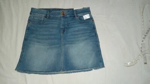 NWT Maurices Vintage Style 5 Pocket Raw Hem Denim Mini Skirt Sz 14 - Picture 1 of 8