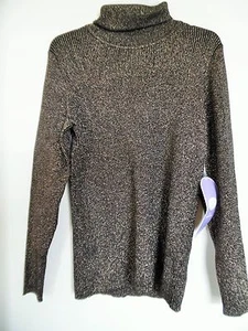 DG2 Diane Gilman stylischer Rollkragenpullover Metallic-Mix schwarz S NEU  - Bild 1 von 3