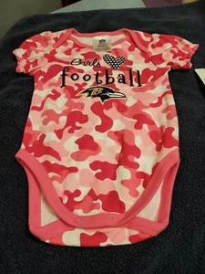 XX Z25New Girls Raven Pink Camo Football Infant Onesie Sport NFL Apparel Gerber - Picture 1 of 2