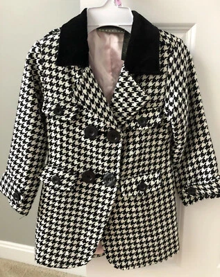 Abrigo Kenneth Cole Reaction negro/marfil guisante para niñas pequeñas, talla 4, ¡usado en excelente estado!! Foto 1 de 4