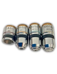 (4) Objectives Lens from Sargent Welch Microscope 4x 10x 40x 100x - Picture 1 of 5