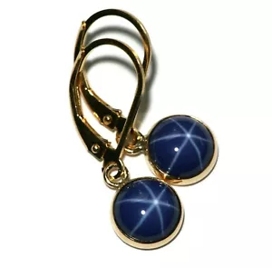 Star Sapphire 14K Gold Filled Drop Lever-back Earrings (8mm Lab Created) - Picture 1 of 6