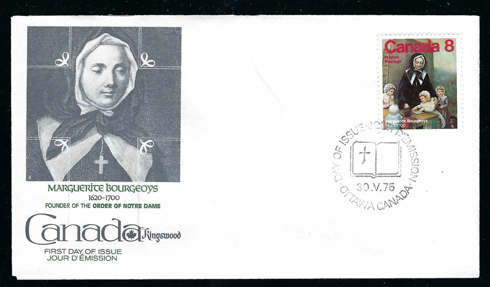 Canada 1975 FDC 8¢ Marguerite Burgeoys Founder Order of Notre Dame / Kingswood - Image 1 of 1