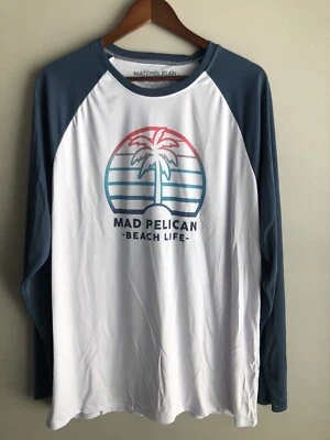 Camiseta Mad Pelican Ombre Palm Shade Sun Kicker Raglán UV Manga Larga Blanca XL Foto 1 de 4