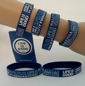 Life Is Good Silicone Wristband Rubber Bracelet Debossed Etch Motivational Blue - Picture 1 of 4