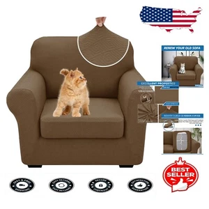 Stylish Brown Chair Covers with Arms – 100% Anti-Slip and Dust-Proof Protection - Picture 1 of 9