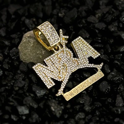 NEVER BREAK AGAIN NBA CZ Chapado en Oro Plata Hip Hop Estilo Rapero Dije Colgante Foto 1 de 4