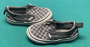Vans Slip On Shoes Size 8 Toddler Black & Gray Checkerboard In Great Condition! - Picture 1 of 5