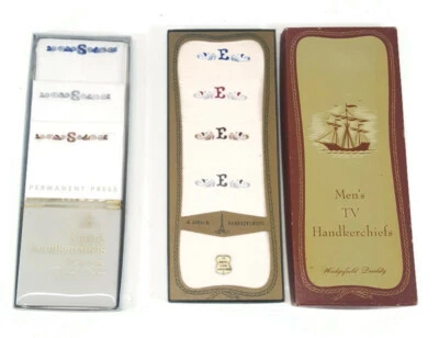 Vintage Men's Handkerchiefs New In Box Monogram E and S  - Image 1 of 4