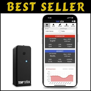 24/7 WiFi Temperature & Humidity Logger - Unlimited Text Alerts, Compact Design - Picture 1 of 11