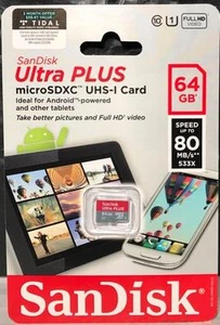 SanDisk - Ultra Plus 64GB microSDXC Class 10 UHS-1 Memory Card - Red/Gray - Picture 1 of 4