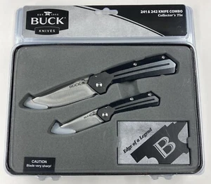 NEW Buck Knives 241 & 242 Knife Combo & Collectors Tin - Frame Lock Stainless - Picture 1 of 9