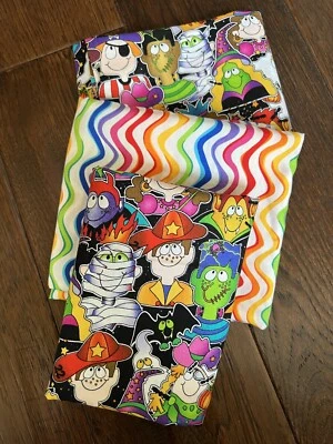 Halloween Fabric Lot - Kids Costumes/ Moda Rainbow Stripe - Over 1 Yard Total - Image 1 of 4