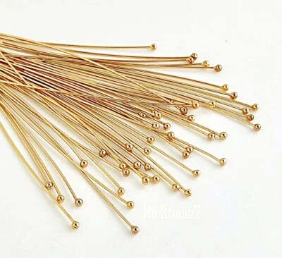 Pasador de cabeza de punto de bola relleno de oro de 14k calibre 30x 26 1,5" oro amarillo F23g Foto 1 de 2