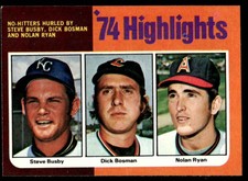 1975 Topps Steve Busby/Dick Bosman/Nolan Ryan #7 EX-MT