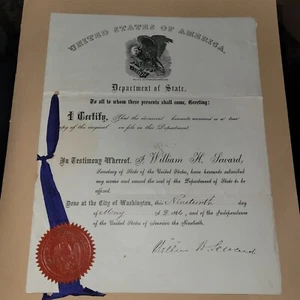 Willliam Seward Autographed Civil War Pardon Document - Picture 1 of 9