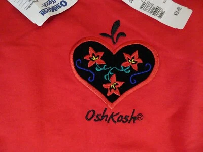 Vintage NOS Oshkosh BGosh Poinsettia Flowers 2 Piece 5T Sweatshirt Holiday E1 - Image 1 of 4