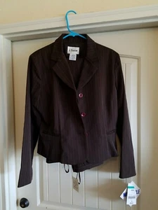 Damenanzug Größe 14, Oberteil und Unterteil J Taylor braun mit Nadelstreifen neu mit Etikett - Bild 1 von 4