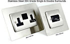 Switch & Plug SOCKET SURROUND Brushed or Polished Stainless Steel Beautiful 