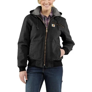 Carhartt Weathered Wildwood Jacket Black Size XL Hooded Sherpa Lined - Picture 1 of 18