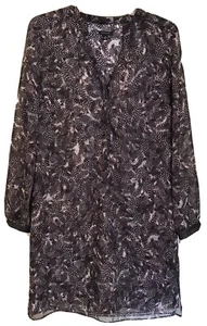 Vestido túnica para mujer Ann Taylor talla 6 manga larga marrón estampado pluma cuero - Imagen 1 de 11