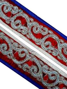 Vintage Indian Multi color Sari Border Hand Beaded Indian Craft Trim Lace Sew - Picture 1 of 6