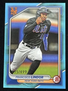 2024 Bowman Francisco Lindor Sky Blue /499 New York Mets ⚾️ - Picture 1 of 2