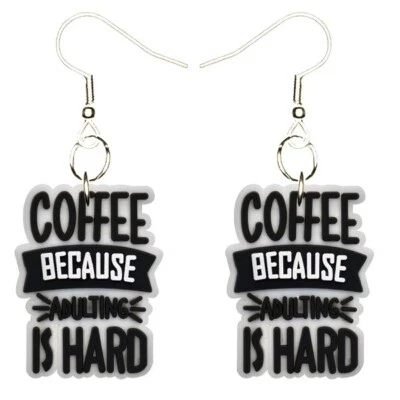 Pendientes café espresso hechos a mano hipoalergénicos enchapados en plata anzuelos Foto 1 de 4