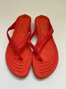 Kenneth Cole Reaction Coral Red Braided Flip Flop Sandals Women Size 8 - Picture 1 of 6