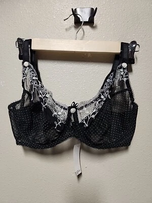 Ruby Pink KEIA  Sheer w/ Lace Underwire Bra - Black Polka Dot 1027 SIZE 36E - Image 1 of 3