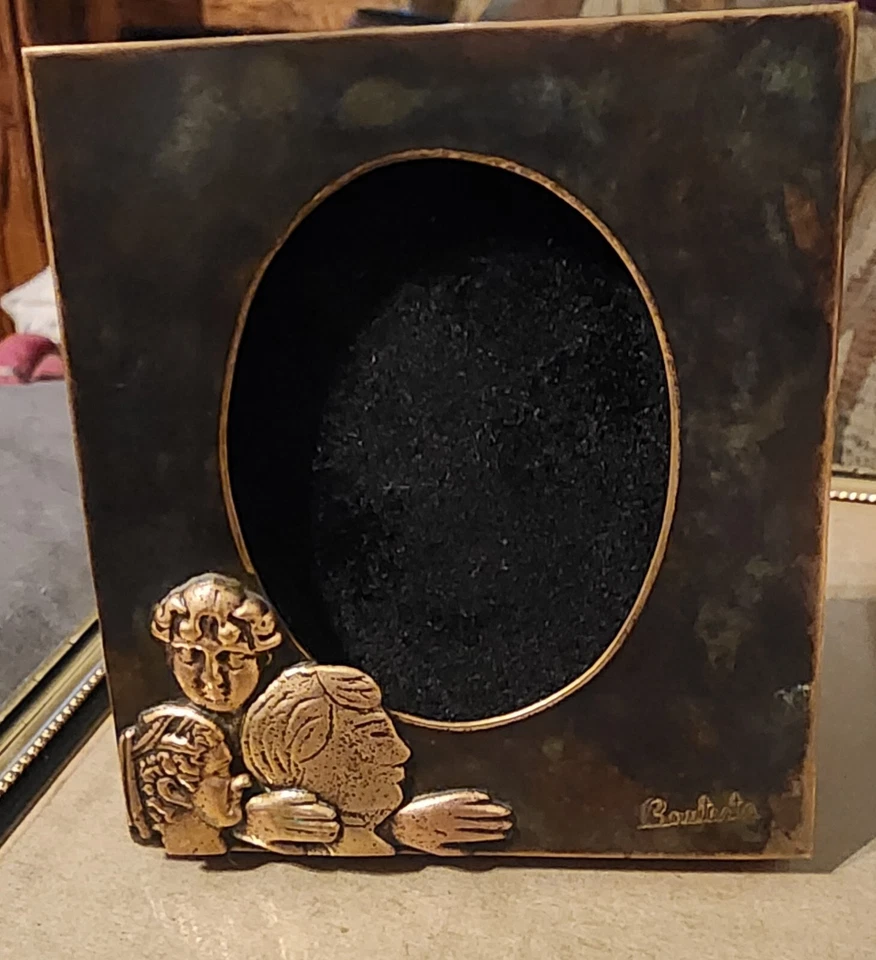 Красивая фоторамка 3 1/8 дюйма x 3 1/2 дюйма с подписью Bautista. Антикварные изделия около 1900 - 1920 гг. - Изображение 1 из 3