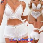 Womens Sexy Lace Lingerie Camisole Tops G-String Knickers Sets Underwear Pajamas