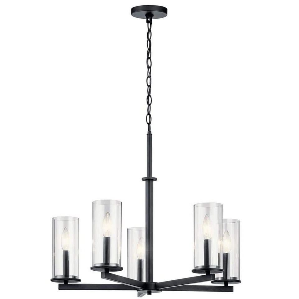 KICHLER Crosby Lámpara Cilindro Candelabro Negro 5 Luces, 26,25 pulgadas Foto 1 de 1