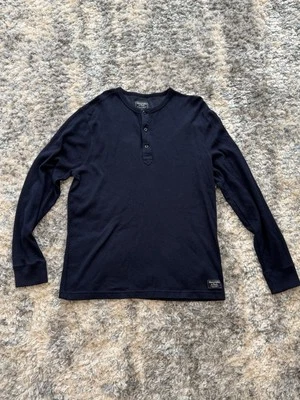 Camisa Abercrombie & Fitch Henley XXL Waffle Térmica Azul Marino Manga Larga Cómoda Foto 1 de 4