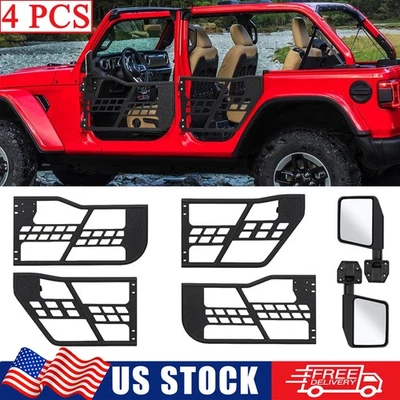 For 2007-2018 Jeep Wrangler JK 4 Door Off-Road Tubular Doors+2 Side View Mirrors - Imagem 1 de 4