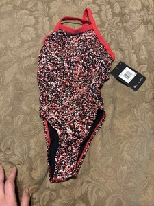 NWT Nike Speedo Girls Multicolor One Piece Swimsuit Small Size 8 - Picture 1 of 1