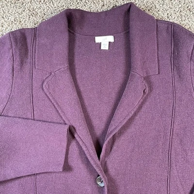 J Jill Púrpura Petite XL Tejido Blazer Cárdigan Chaqueta Botón Bolsillos Frontales Chaqueta Foto 1 de 4