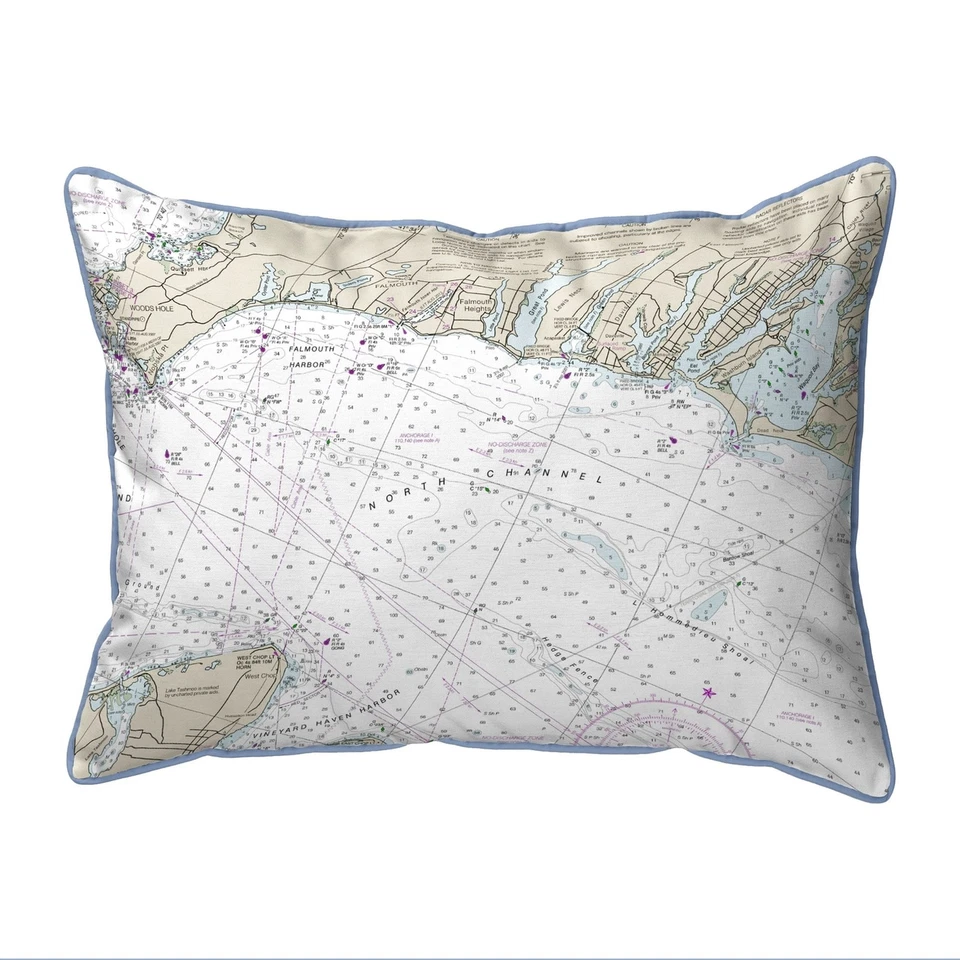 Almohada mapa puerto Falmouth 16x20 - decoración grande con cable Foto 1 de 1