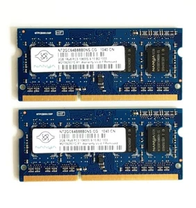 4GB Nanya 2x2GB 1Rx8 PC3-10600S-9-10-B2 1333 NT2GC64B88B0NS-CG Laptop Memory RAM - Picture 1 of 2