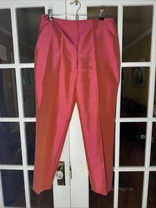 Pantalones Ann Taylor Rosa Florescente 100% Seda Cremallera Lateral Para Mujer 12 Cintura 33 - Imagen 1 de 6