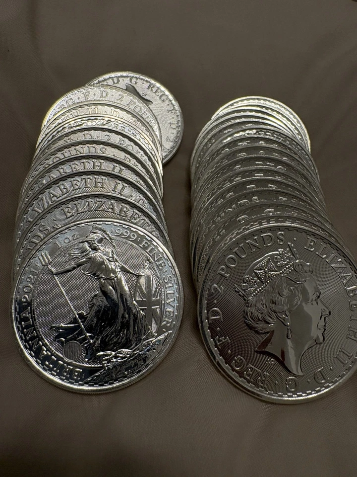 Queen Elizabeth II 2021 Britannia Silver Bullion Coin 1 oz X25 Tube / CGT FREE - Image 1 of 1